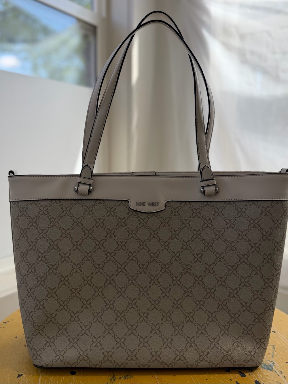 Nine West Taupe Signature Pattern Tote